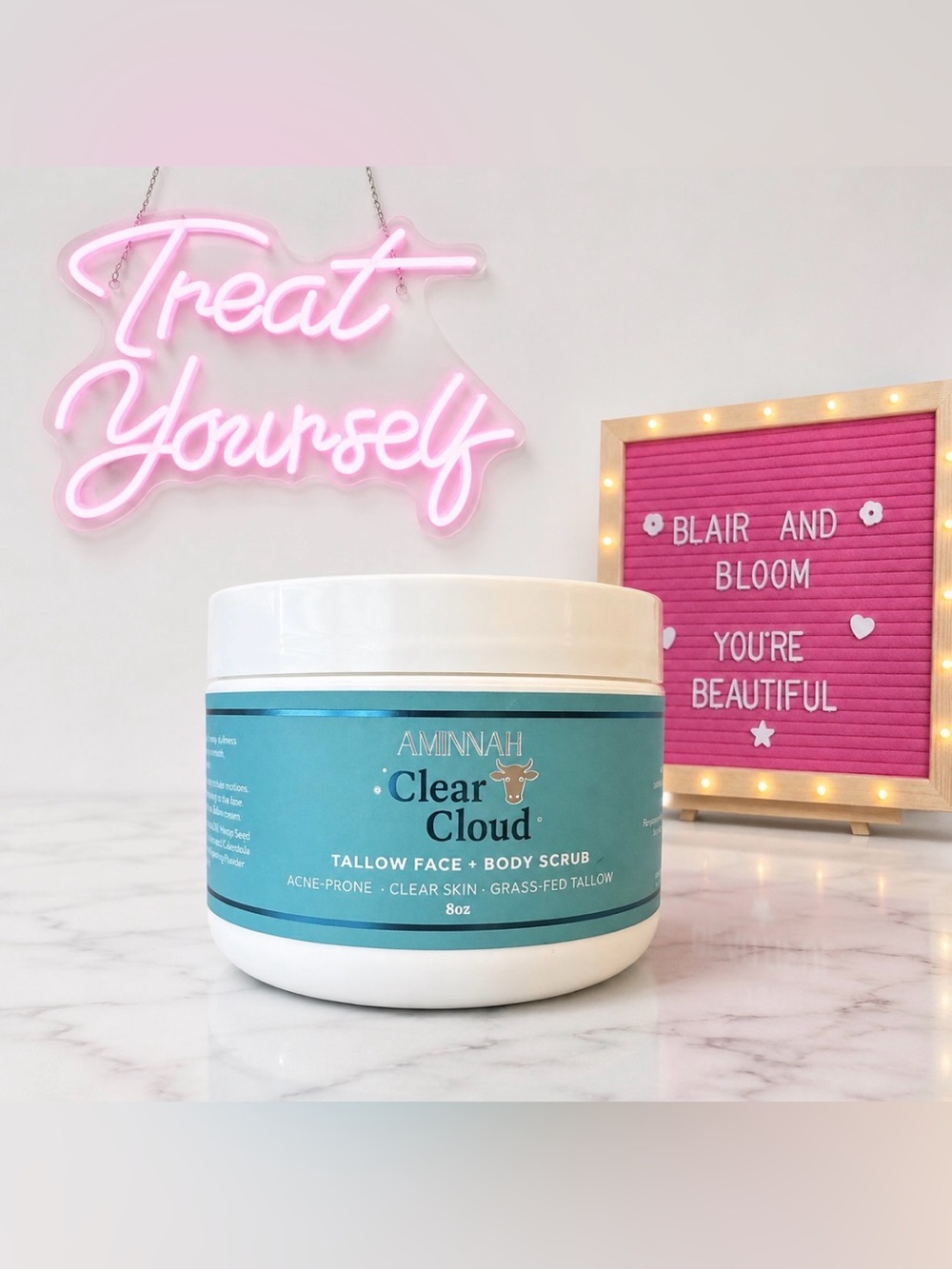 AMINNAH Clear Cloud Tallow Face + Body Scrub 8oz - NEW